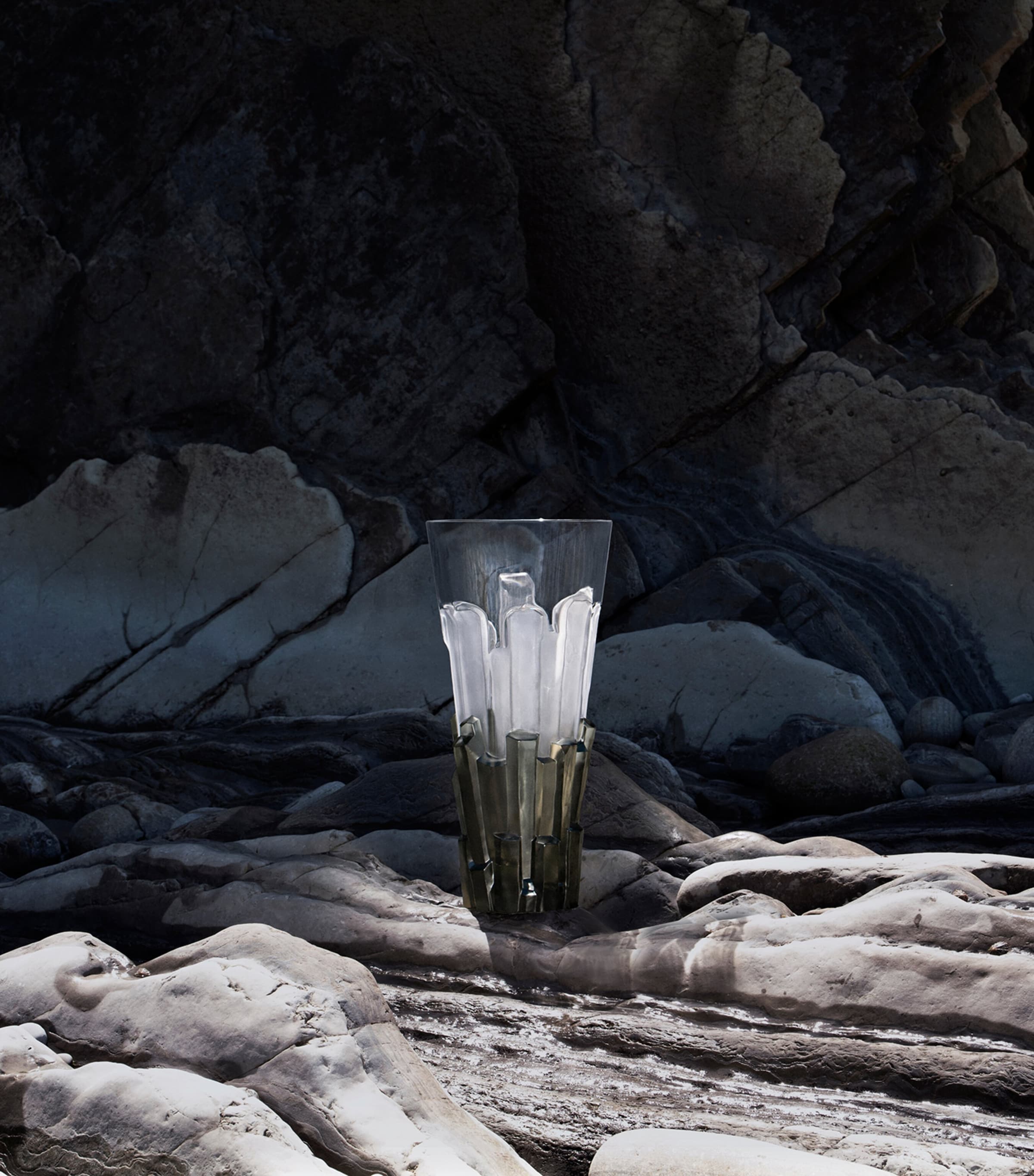 Lalique crystal Basalte vase 46cm, UK version