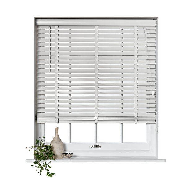 Habitat wooden white 50mm slat Venetian tape blind 180cm, UK version