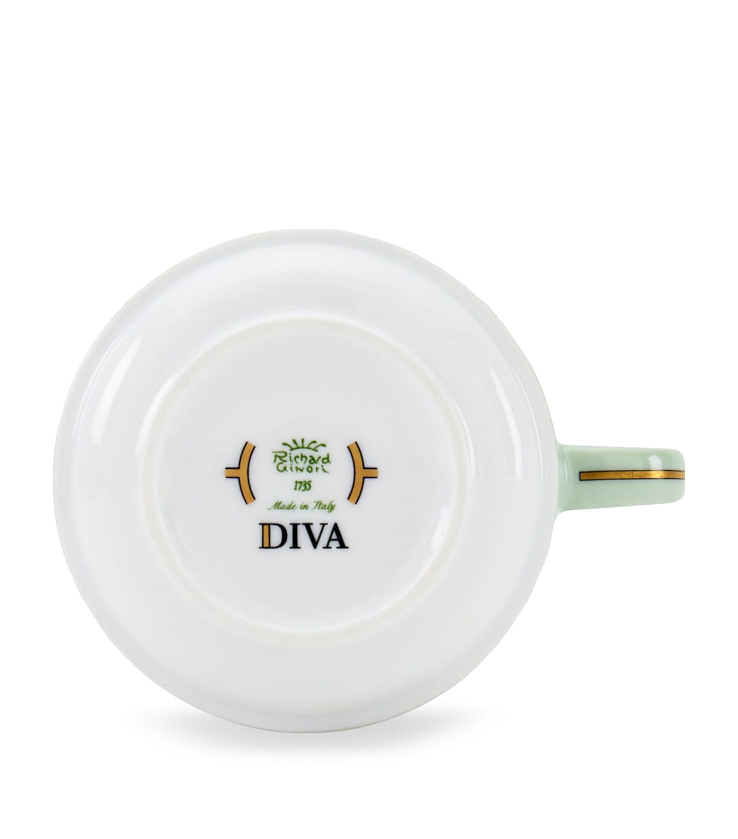 GINORI 1735 verde green porcelain teacup with 245ml capacity, UK version