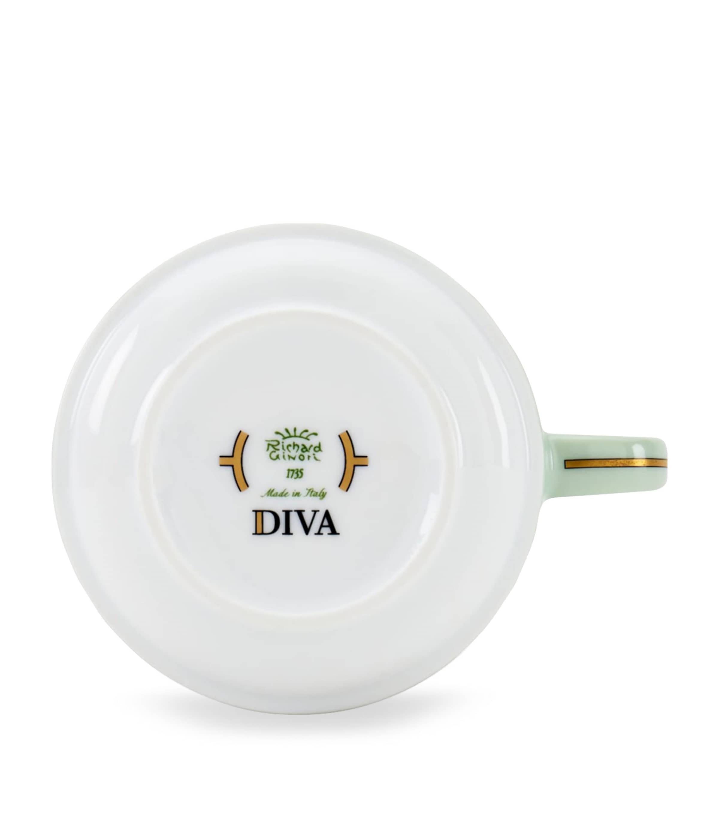 GINORI 1735 verde green porcelain teacup with 245ml capacity, UK version