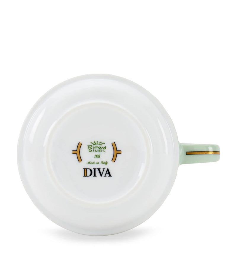 GINORI 1735 verde green porcelain teacup with 245ml capacity, UK version