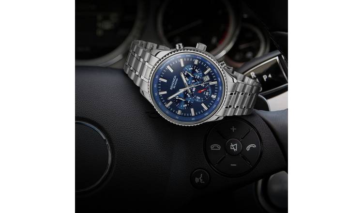 Sekonda men's dual time watch with blue dial 46mm - British product