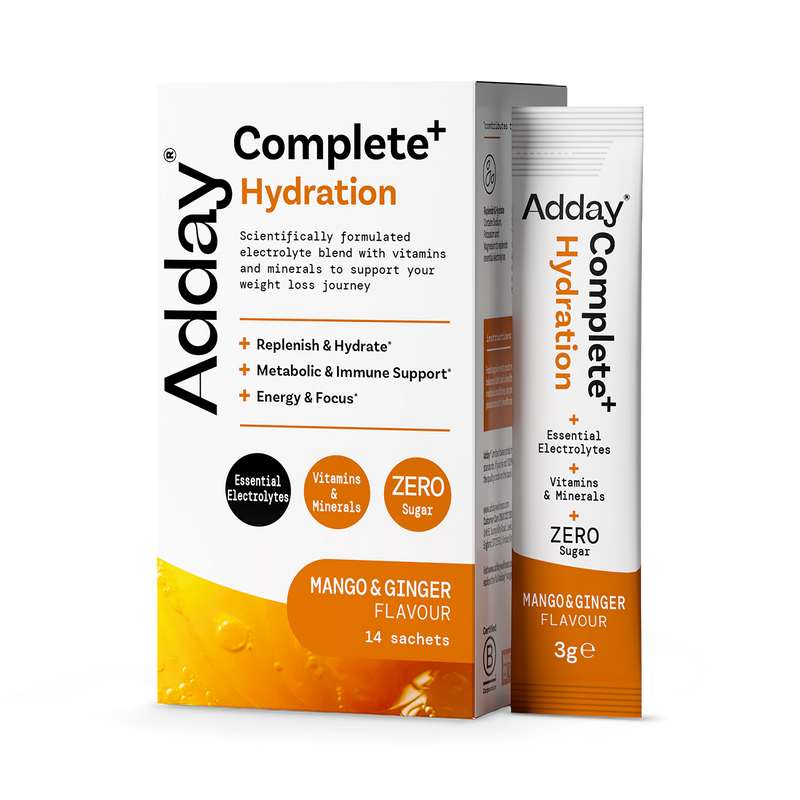 Adday Complete+ Hydration Mango & Ginger 14x3g sachets - British product