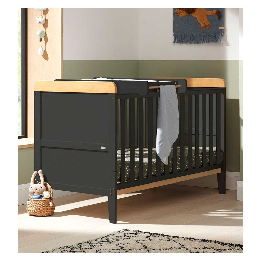 Tutti Bambini Rio Cot Bed with Cot Top Changer & Mattress - Slate Grey/Oak