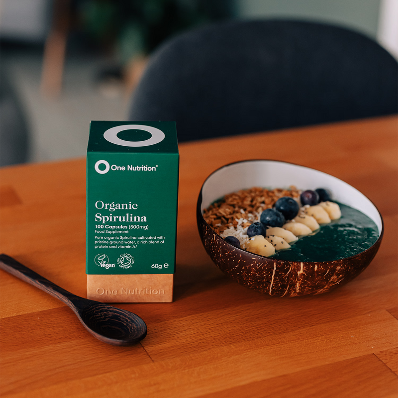 One Nutrition organic spirulina 500mg 100 vegecaps, imported from the UK