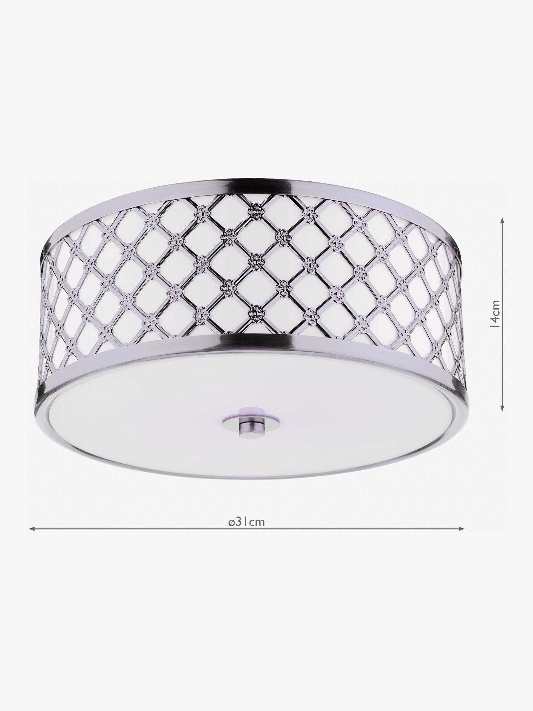 Dar Lighting Silver Civic flush ceiling light, UK version