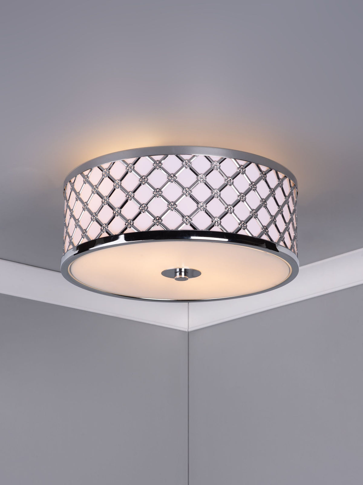 Dar Lighting Silver Civic flush ceiling light, UK version