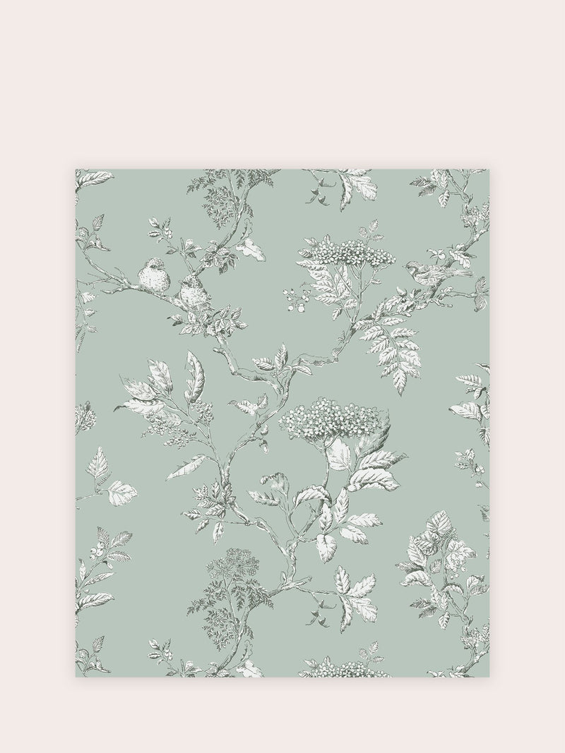 Laura Ashley Duck Egg Elderwood wallpaper 10m roll, imported from the UK