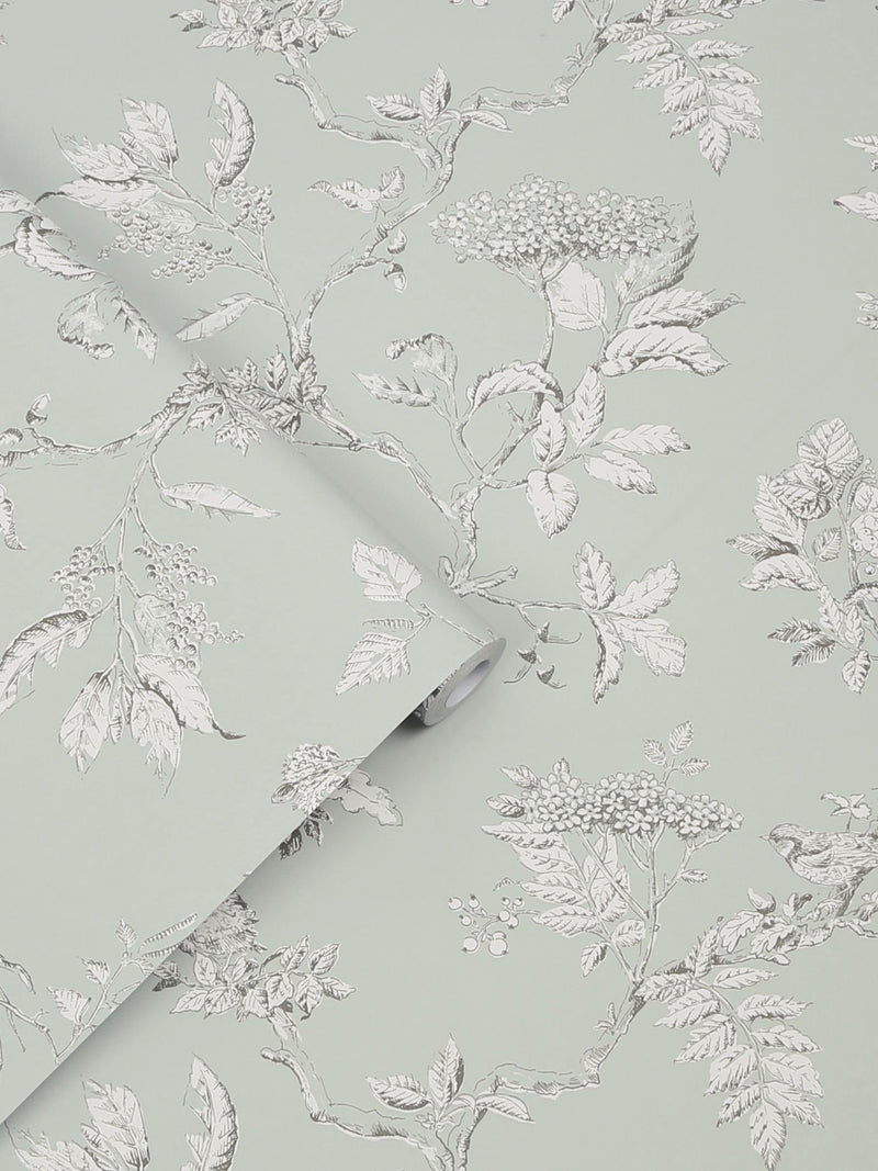 Laura Ashley Duck Egg Elderwood wallpaper 10m roll, imported from the UK