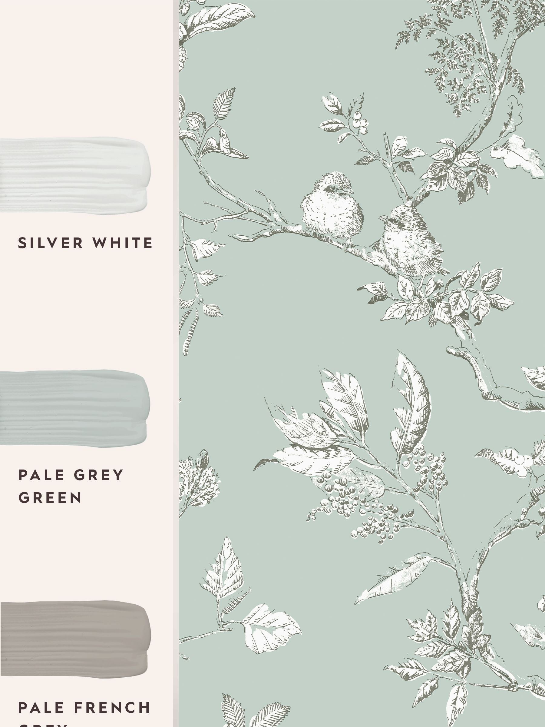 Laura Ashley Duck Egg Elderwood wallpaper 10m roll, imported from the UK