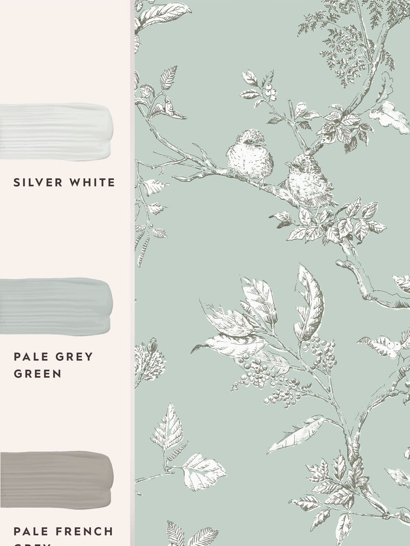 Laura Ashley Duck Egg Elderwood wallpaper 10m roll, imported from the UK