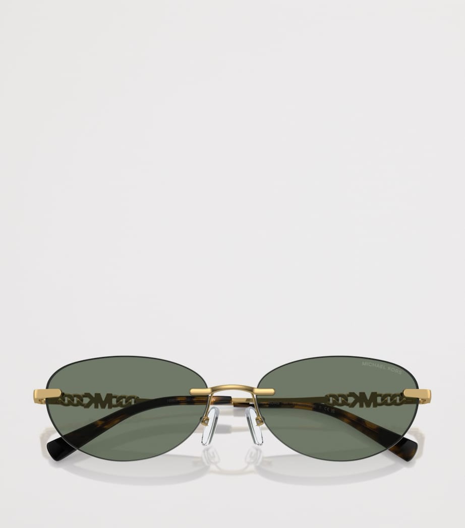 Michael Kors Manchester ovale Sonnenbrille mit goldenen Akzenten - britisches Produkt