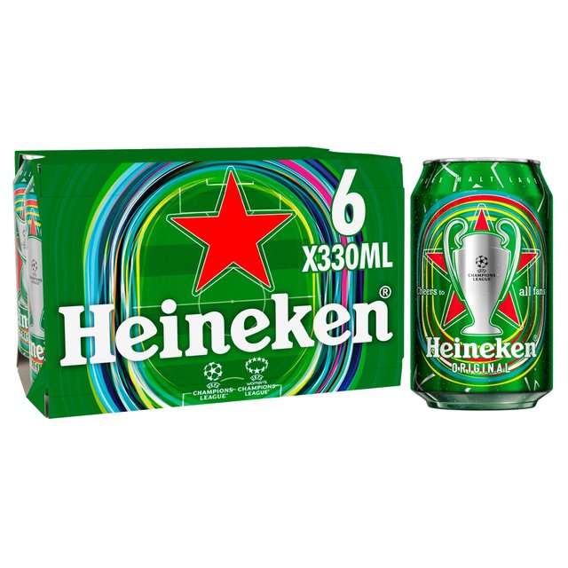 Heineken Lager Beer Cans   6 x 330ml GOODS M&S   