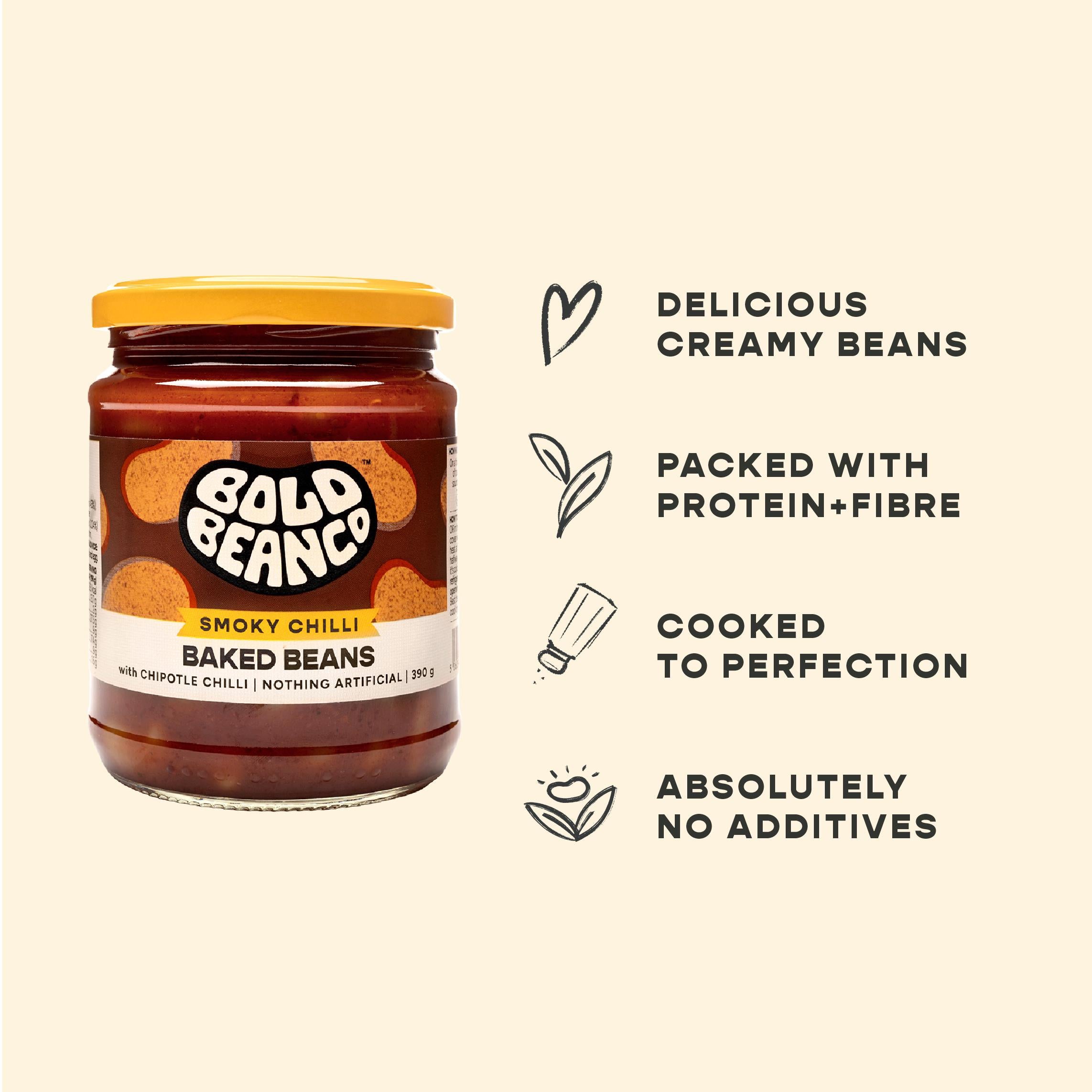 Bold Bean Co smoky chilli baked beans 390g - British product