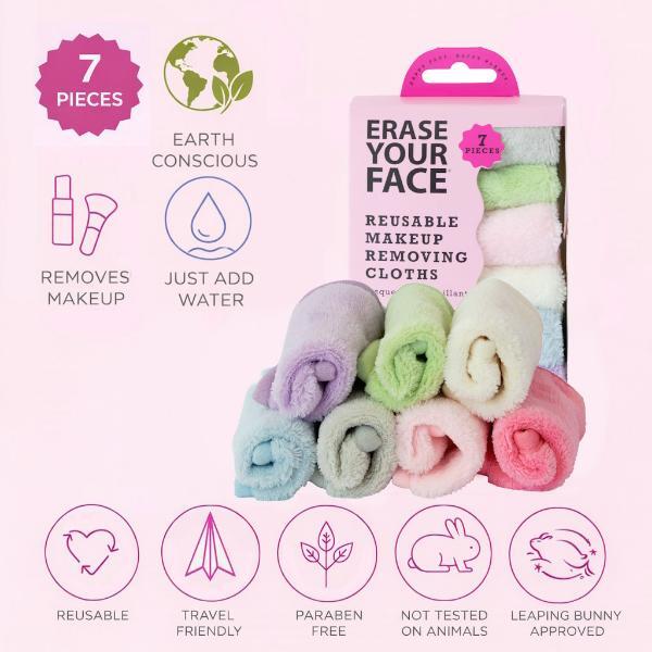 Erase Your Face reusable makeup pads 7-pack - British product