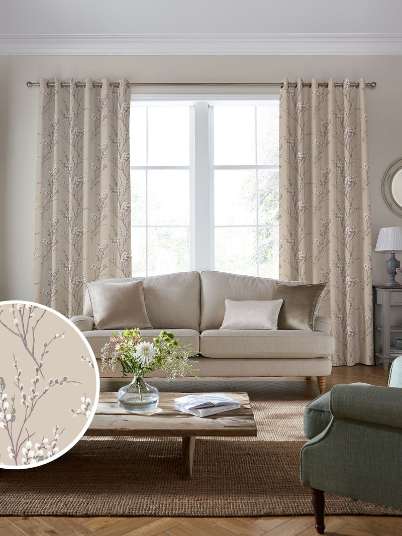 Laura Ashley pussy willow made to measure curtains, imported from the UK
