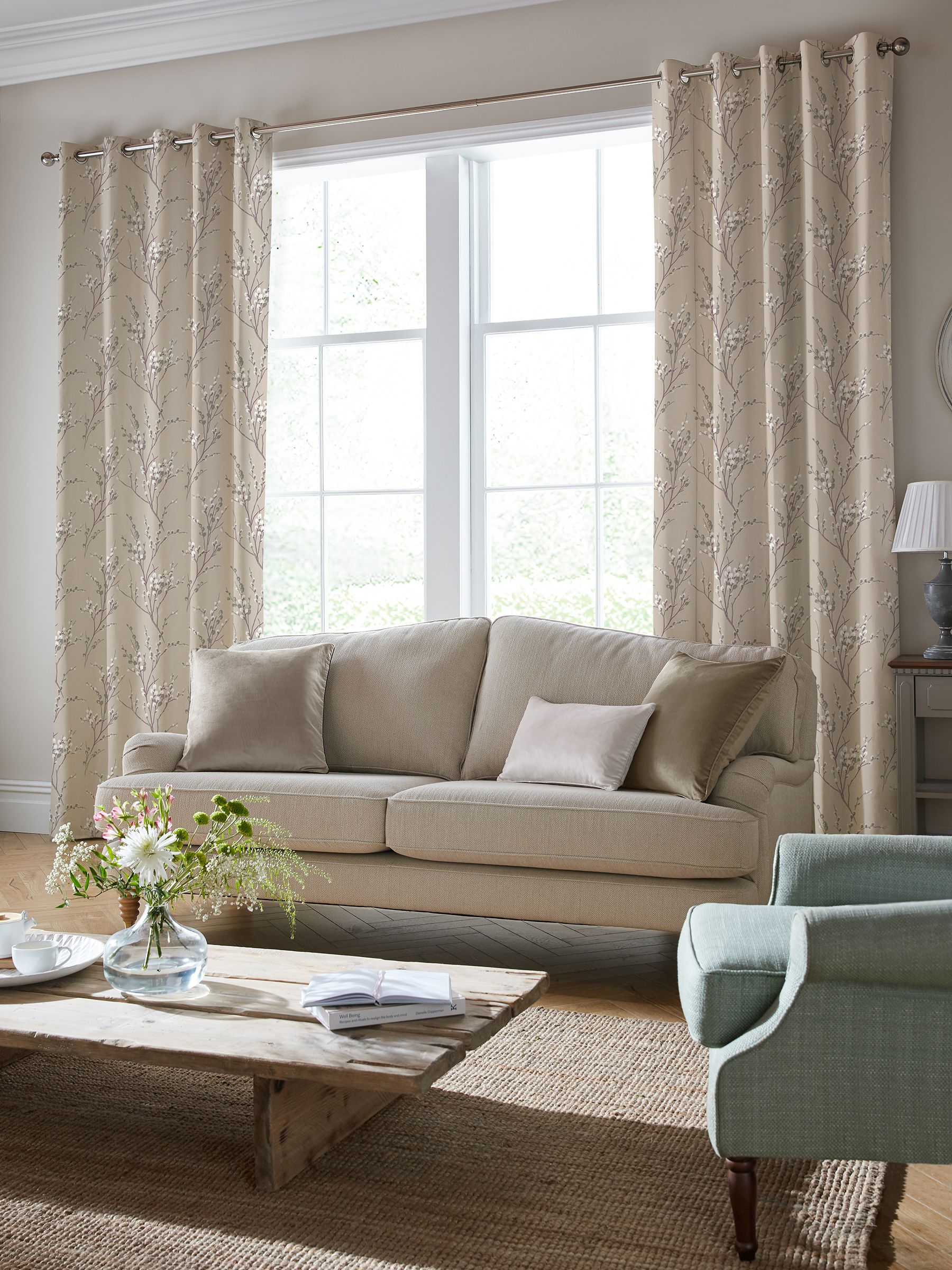 Laura Ashley pussy willow made to measure curtains, imported from the UK