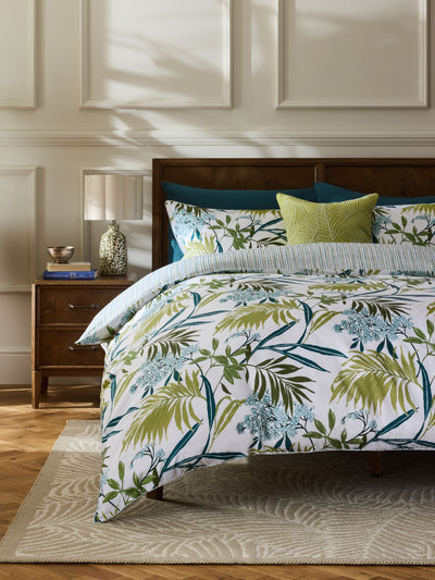 Next Nina Campbell Green Nassau 300 Thread Count Duvet Cover and Pillowcase Set- Buy online at McGrocer