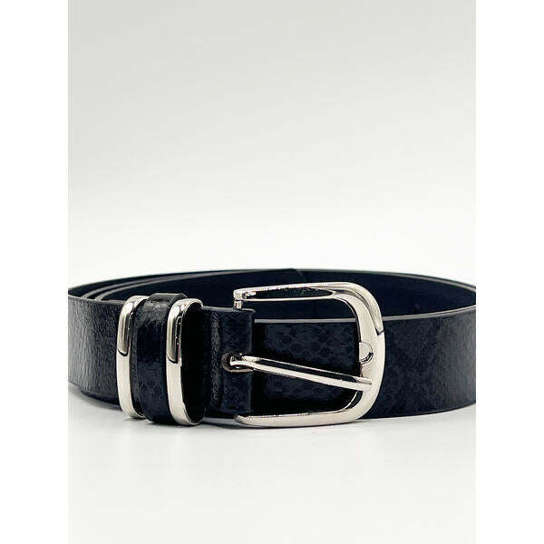 SVNX snake print belt in black with silver buckle - British product