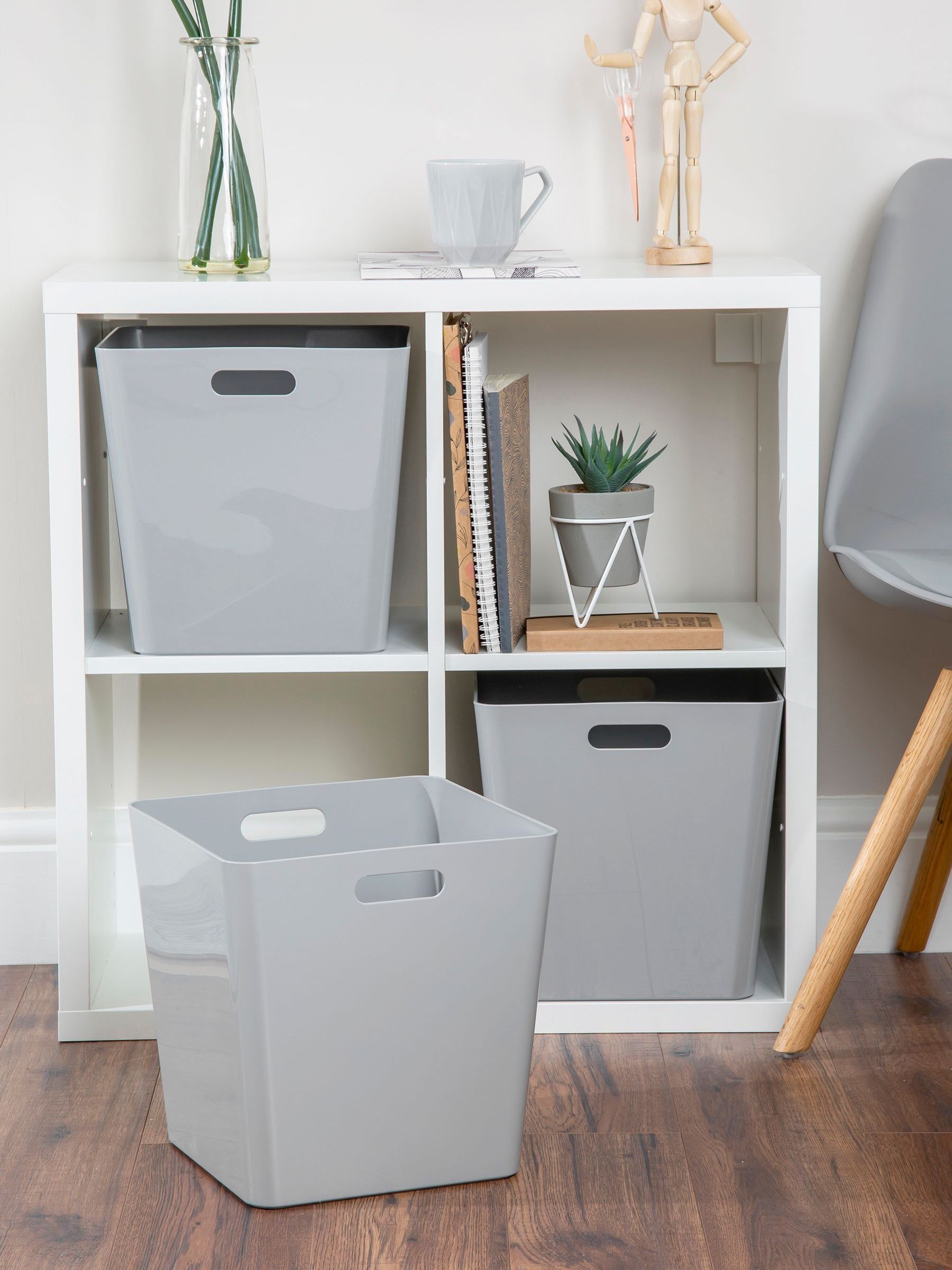 Wham grey large cube plastic storage baskets set of 3 (British brand)