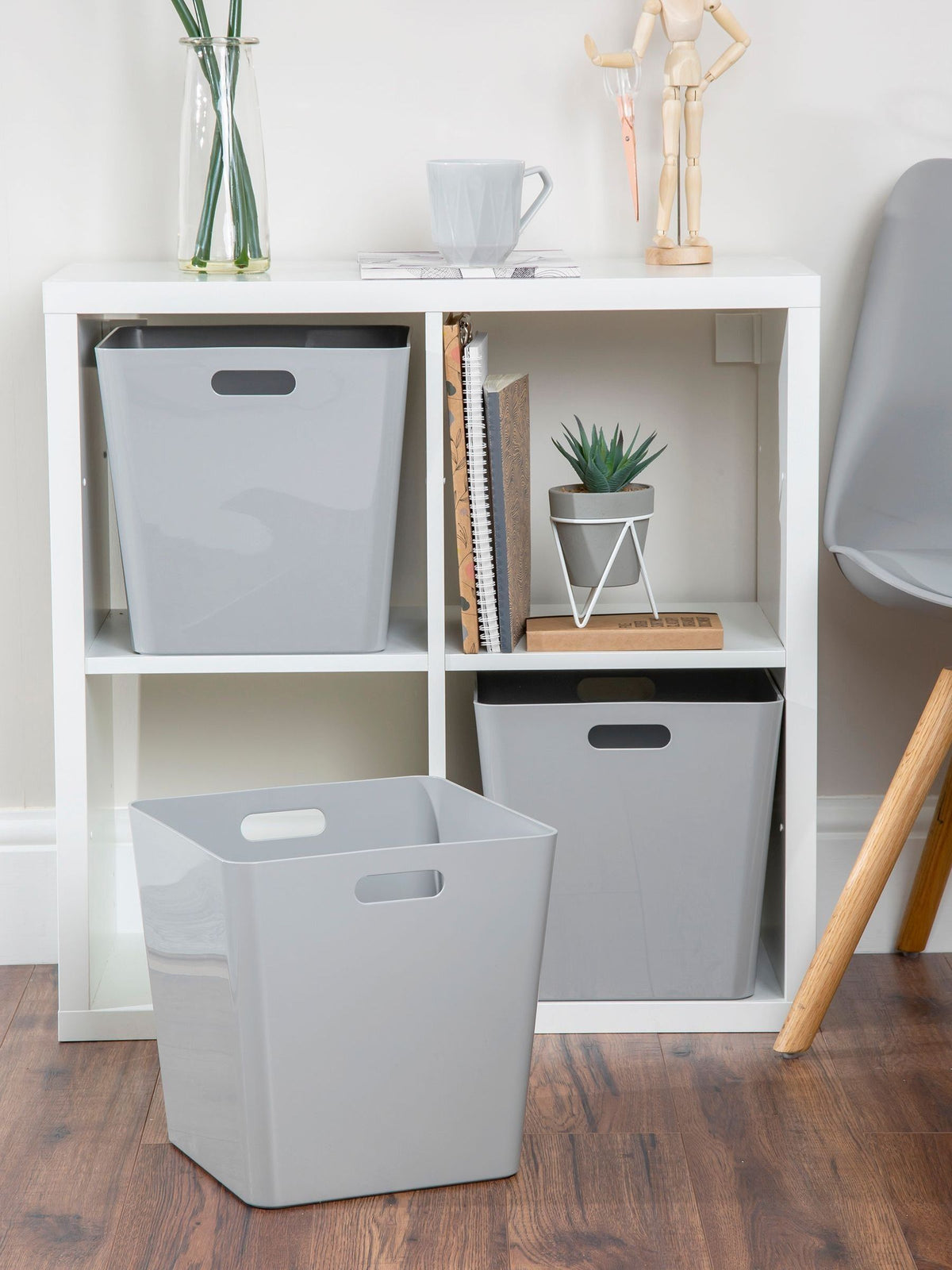 Wham grey large cube plastic storage baskets set of 3 (British brand)
