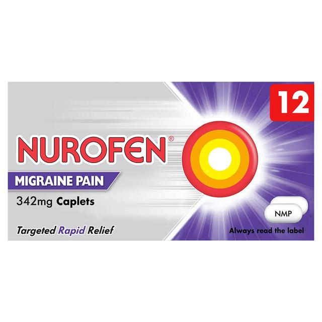 Nurofen Migraine Pain Relief Ibuprofen 342mg Caplets   12 per pack