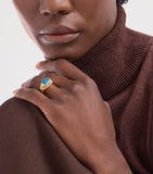 Bvlgari cocktail ring with blue topaz and diamonds (British brand)