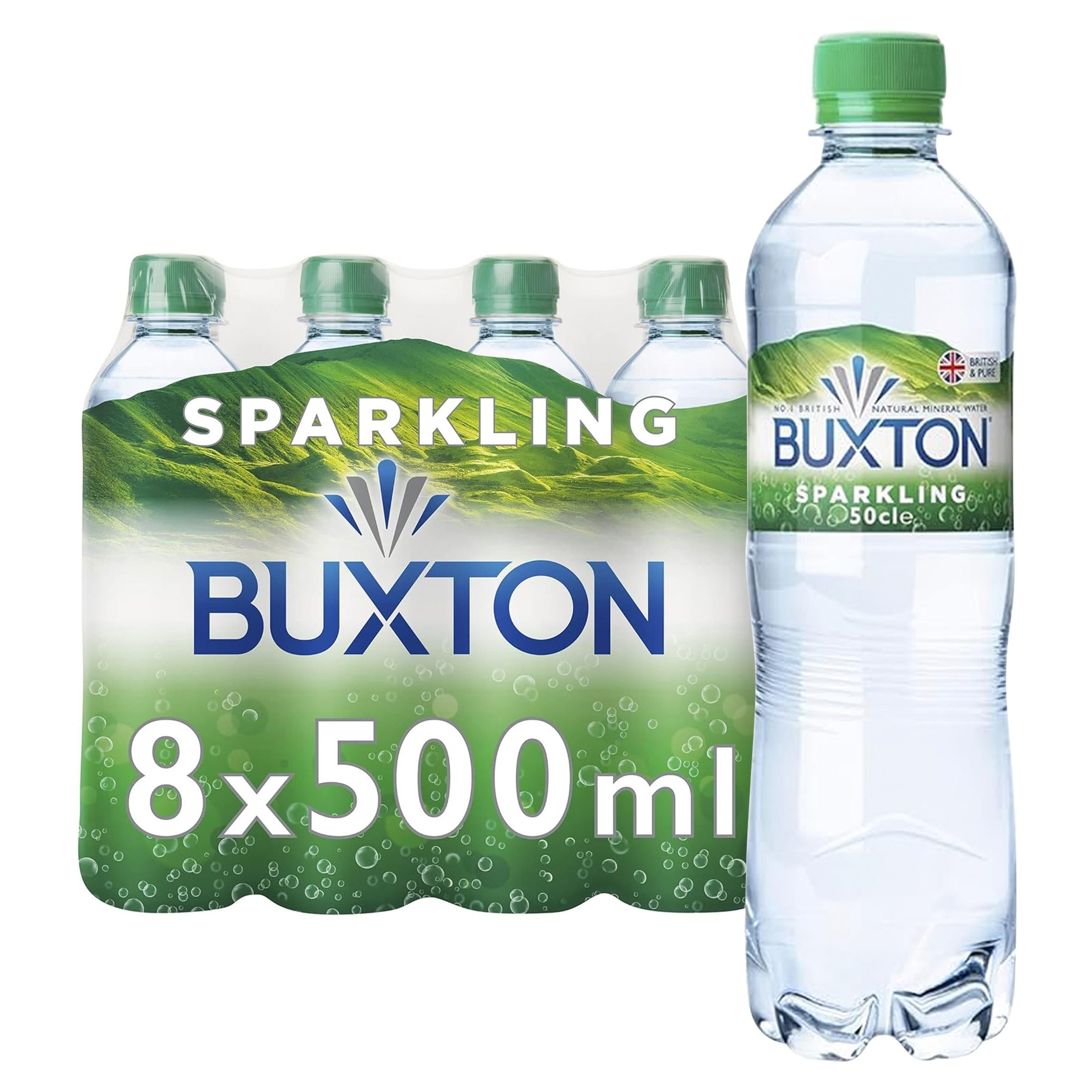 Buxton sparkling mineral water 8-pack, imported from the UK
