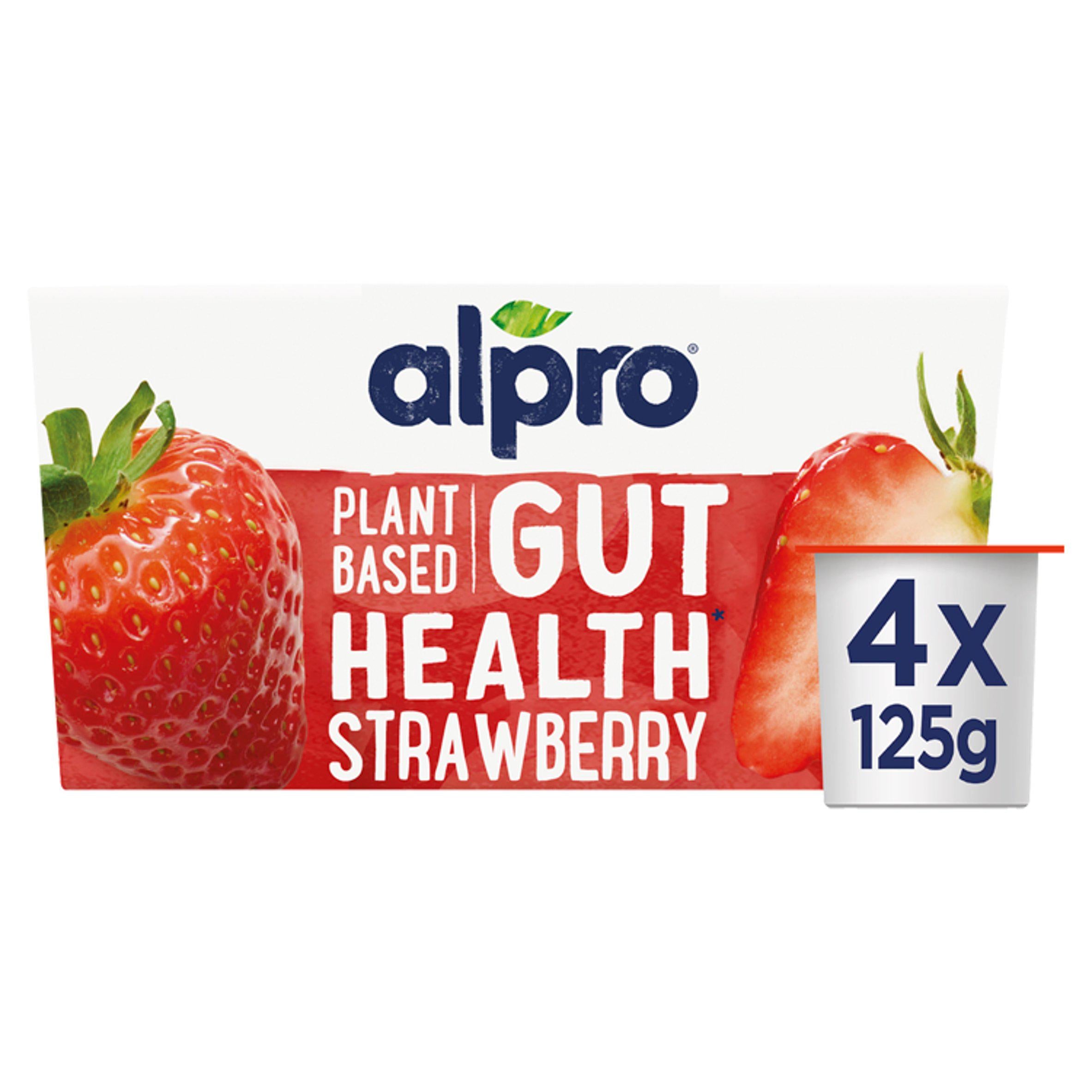 Alpro Strawberry Gut Health Dairy Free Soya Yoghurt Alternative 4x125g GOODS Sainsburys   