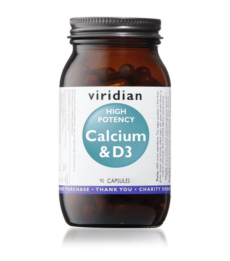 Viridian High Potency Calcium & Vitamin D3 Supplement 90 Capsules (British brand)