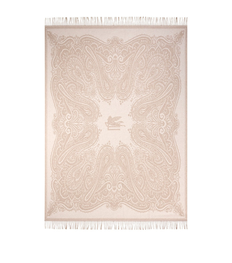 Etro wool-cashmere fringed Alocasia throw 140cm x 180cm - British product