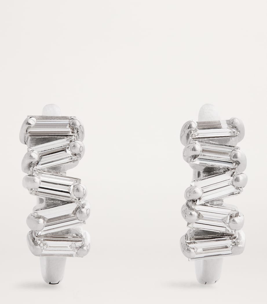 Suzanne Kalan white gold huggie earrings with diamonds 4mm, UK version