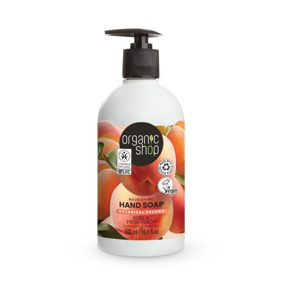 Organic Shop hand soap Rose & Peach 500ml, UK version