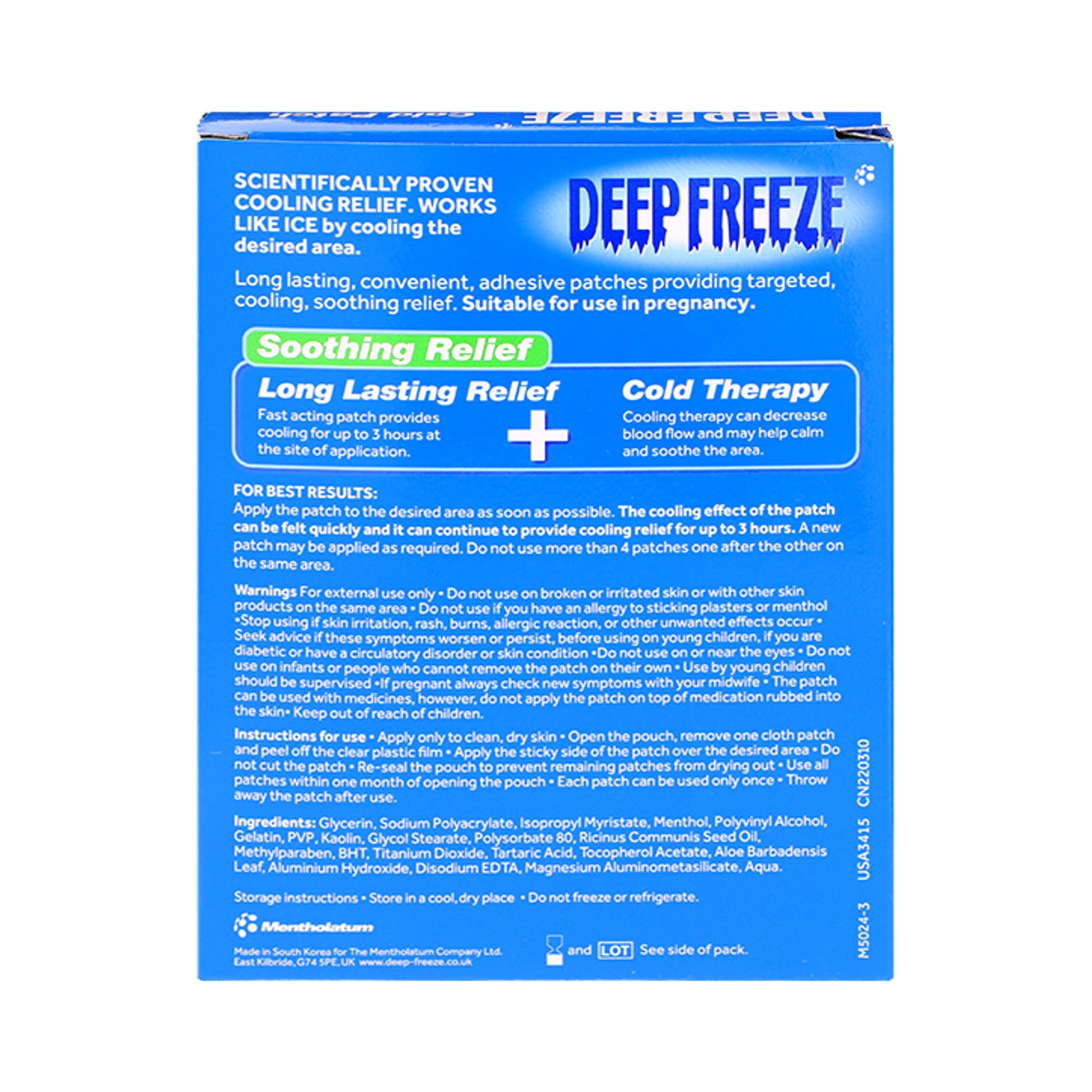 Deep Freeze cold patches 4 pack (British brand)