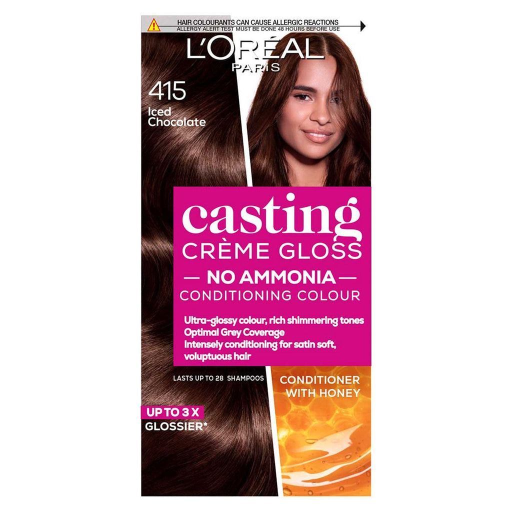 L'Oreal Paris Casting Creme Gloss Semi-Permanent Hair Dye, Brown Hair Dye 415 Iced Choc