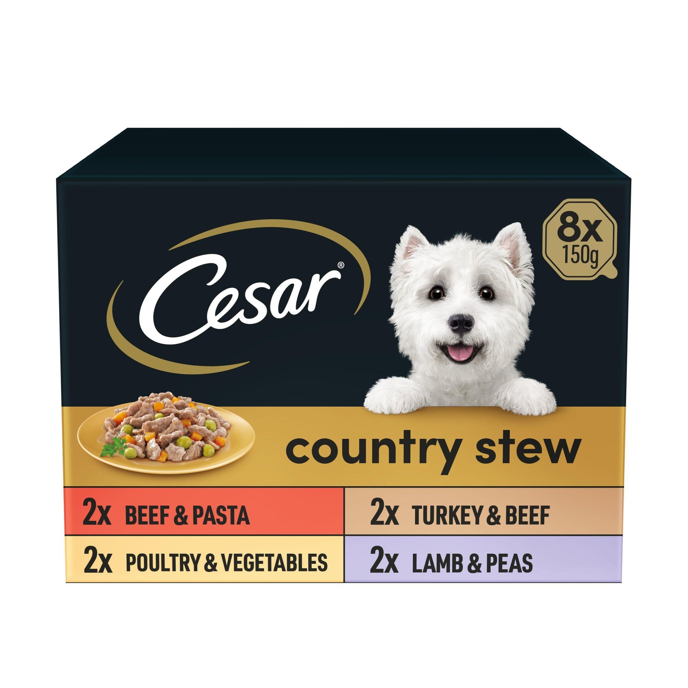 Cesar Country Stew Adult Wet Dog Food Trays Special Selection 8 x 150g Cans trays & pouches dog food Sainsburys   