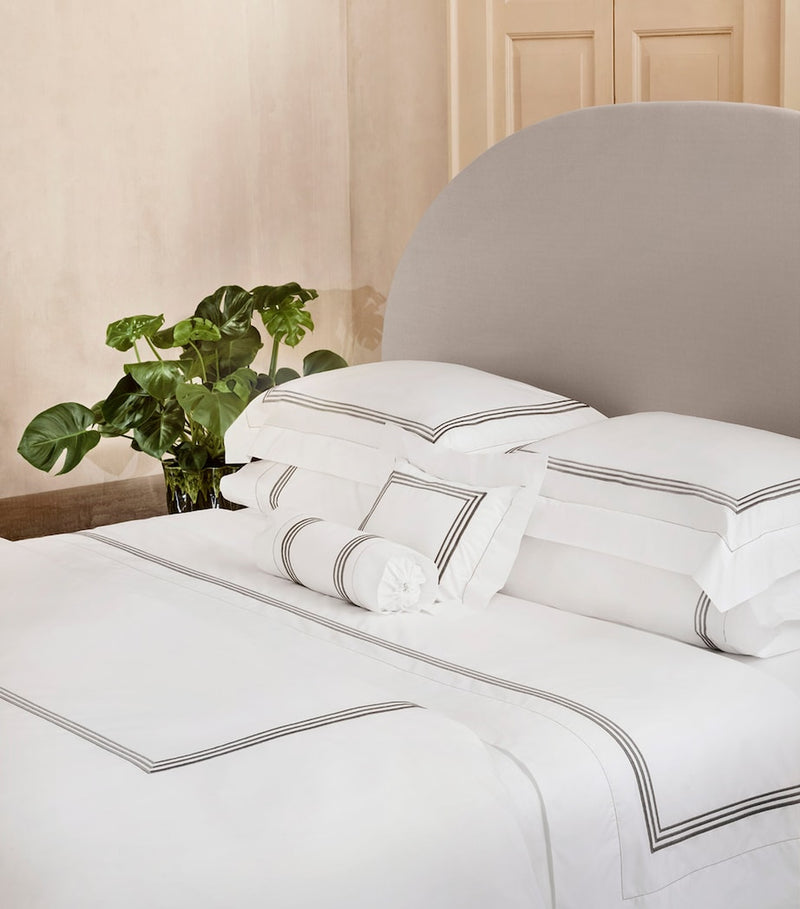 King Egyptian Cotton Duvet Cover with Triple-Embroidered Stripe, 230cm x 220cm