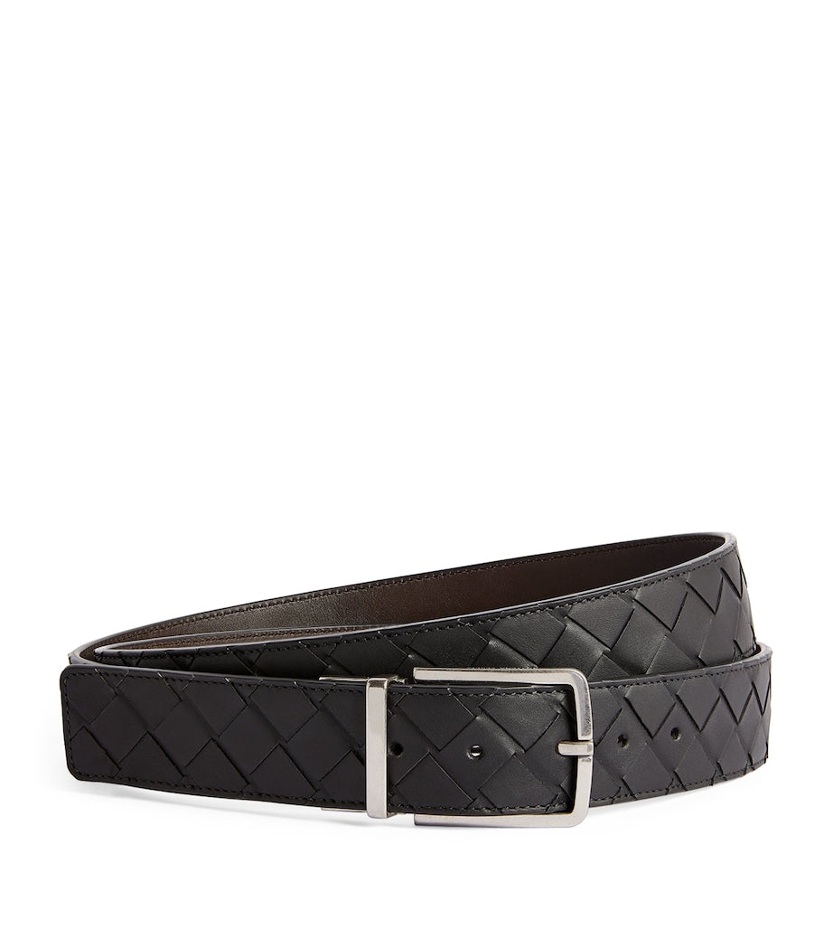 Bottega Veneta leather Intrecciato belt, imported from the UK