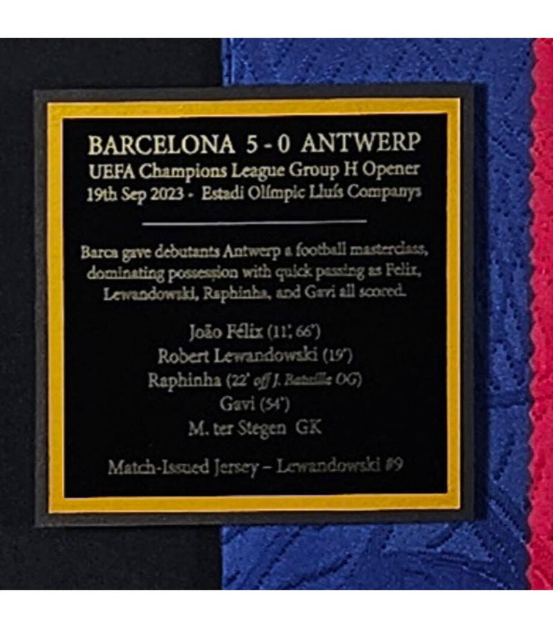 Leipzig Galleries Barcelona signed match jersey display, imported from the UK