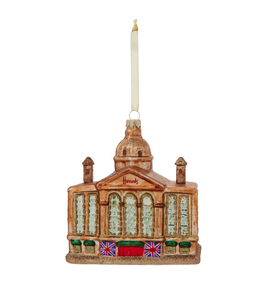Harrods tree decoration glass ornament with gold ribbon, imported from the UK