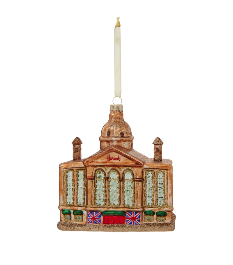 Harrods tree decoration glass ornament with gold ribbon, imported from the UK