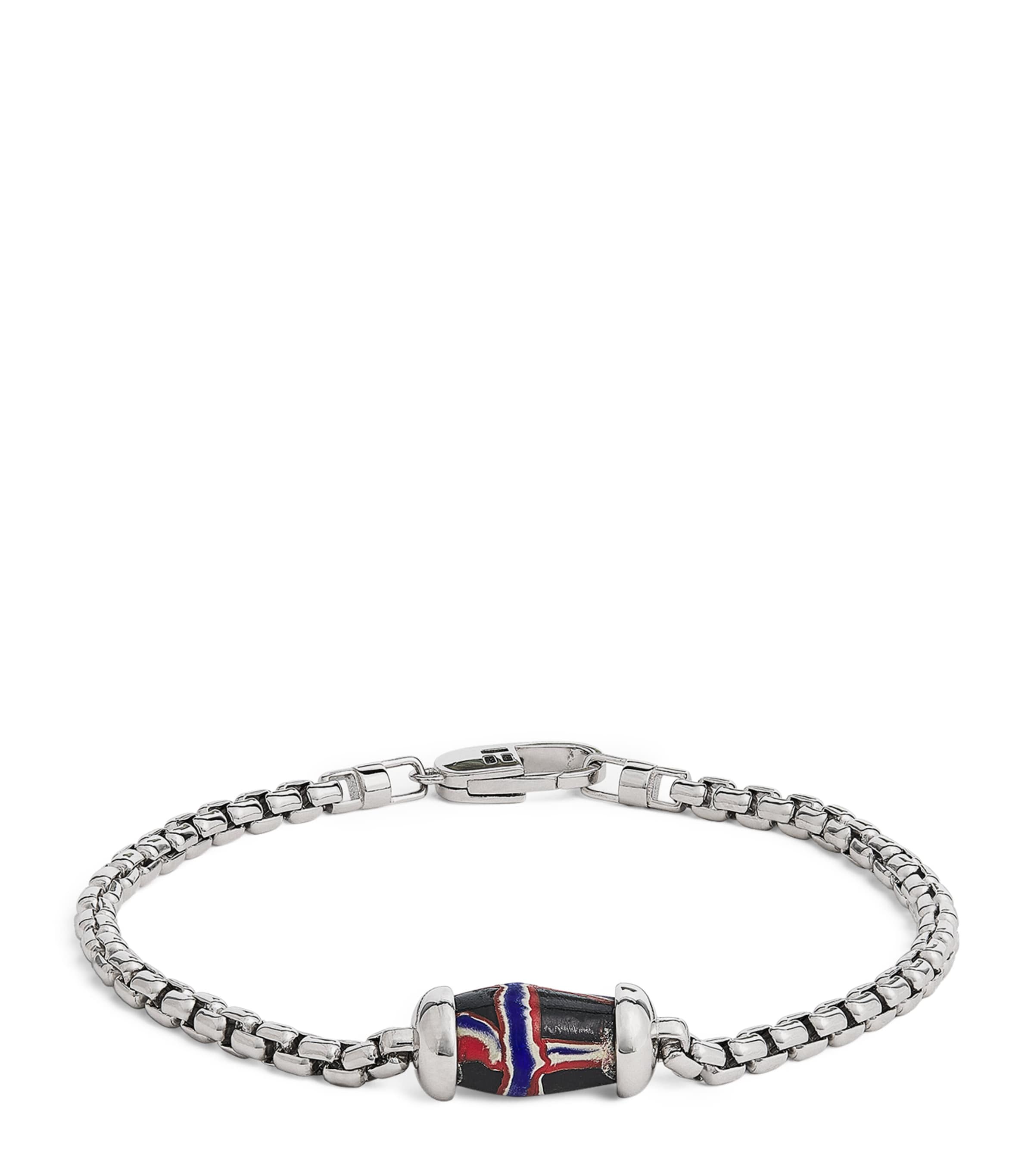 Tateossian sterling silver French cross chain bracelet (British brand)