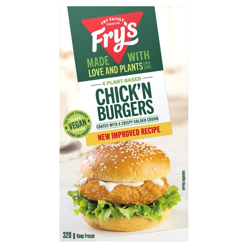 Fry's 4 Plant Based Chick'n Burgers 320g GOODS ASDA   