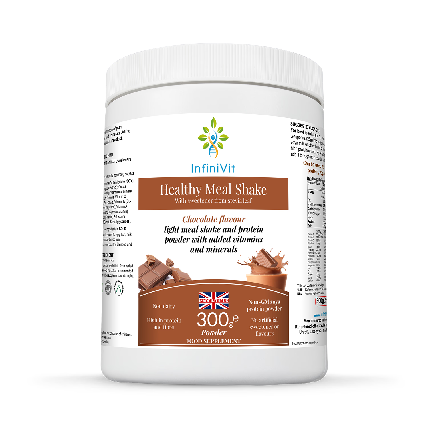 InfiniVit healthy meal shake chocolate 300g, UK version
