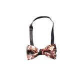 SVNX faux leather bow tie in brown print, imported from the UK