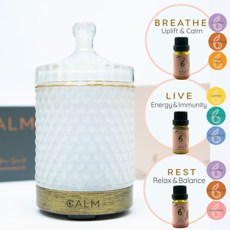 B Calm aroma diffuser set with essential oil blends 3x10ml, imported from the UK