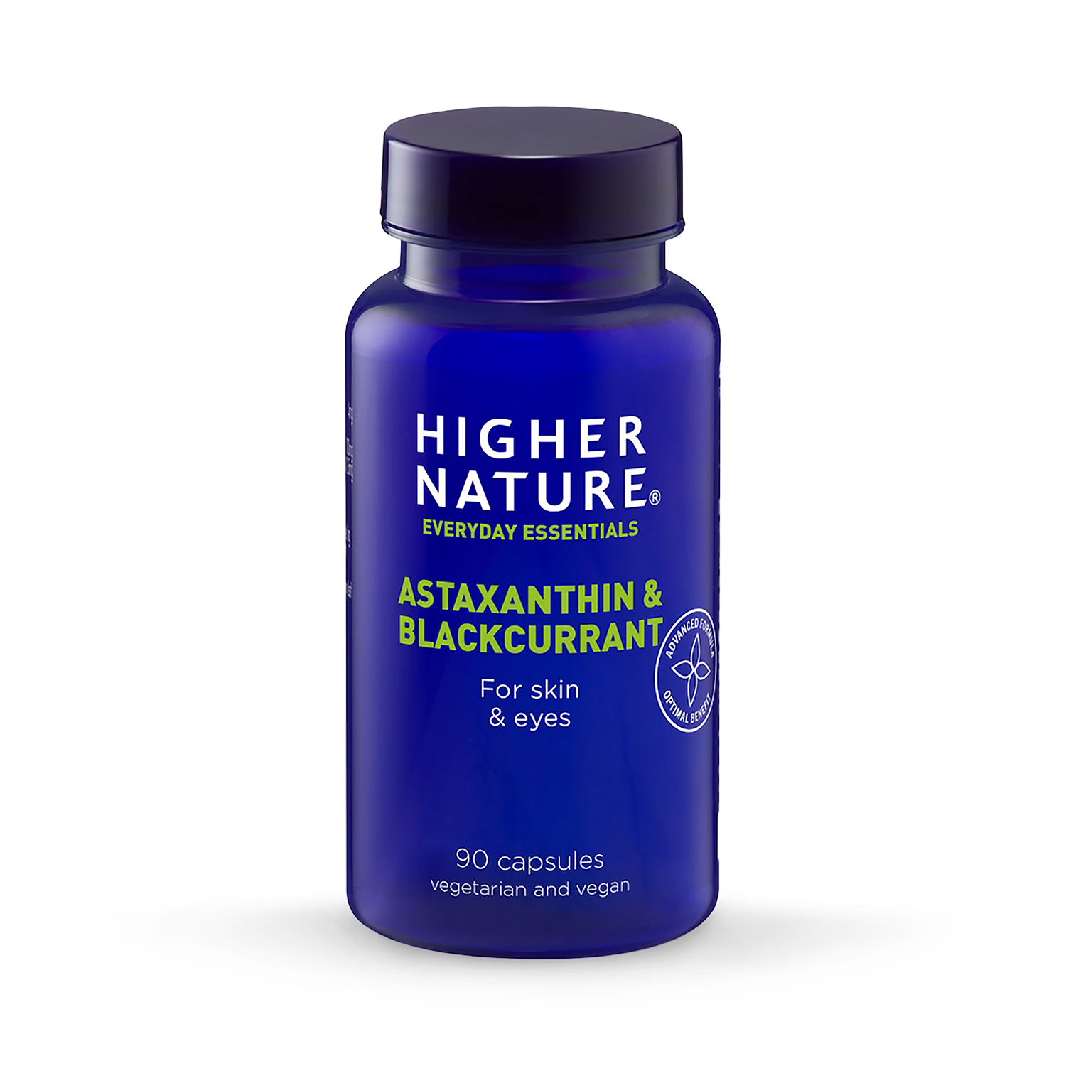 Higher Nature astaxanthin and blackcurrant supplement 90 capsules (British brand)