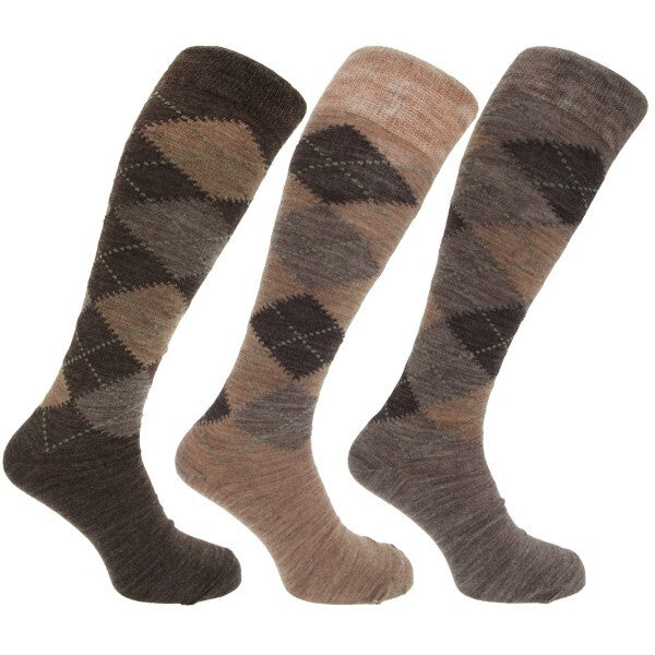 Mens Long Length Wool Blend Socks (Pack Of 3) (UK Shoe 6-11) GOODS Superdrug Shades of Brown  