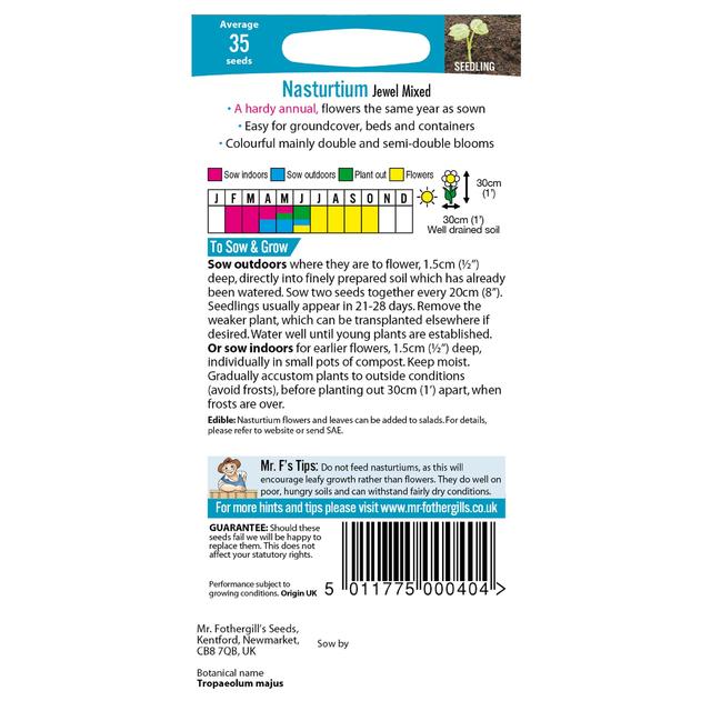 Mr Fothergills Seeds - Nasturtium Jewel Mixed GOODS M&S   