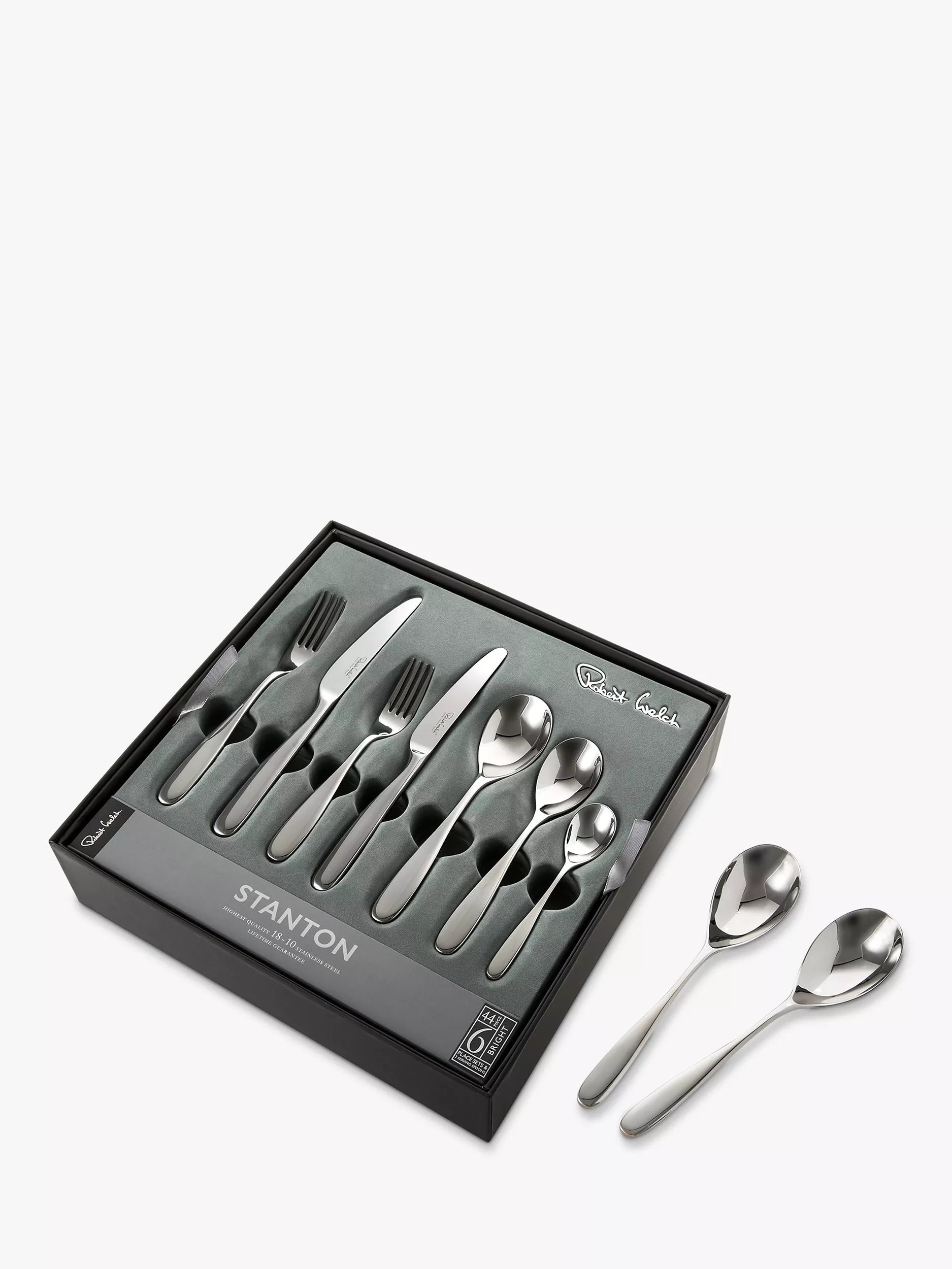 Robert Welch Stanton Bright stainless steel cutlery set 44 piece, UK version